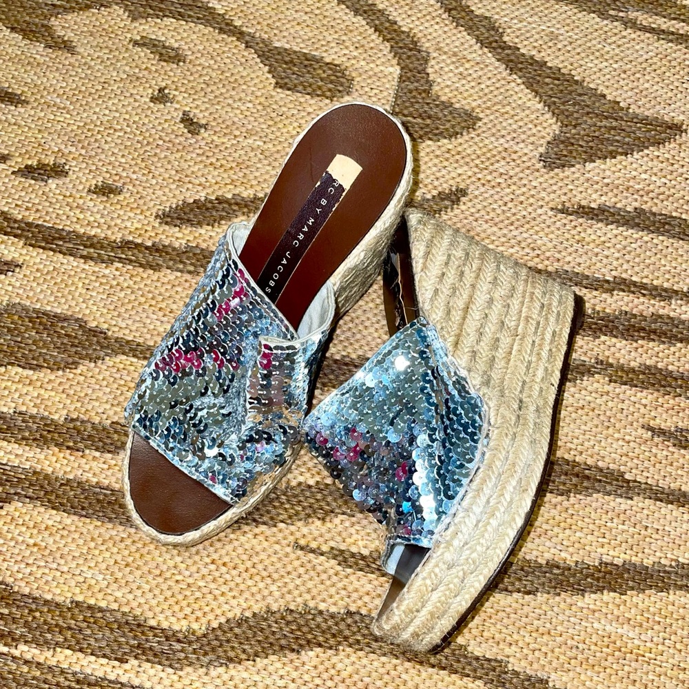 Marc Jacob’s silver sequin platform wedges size 38